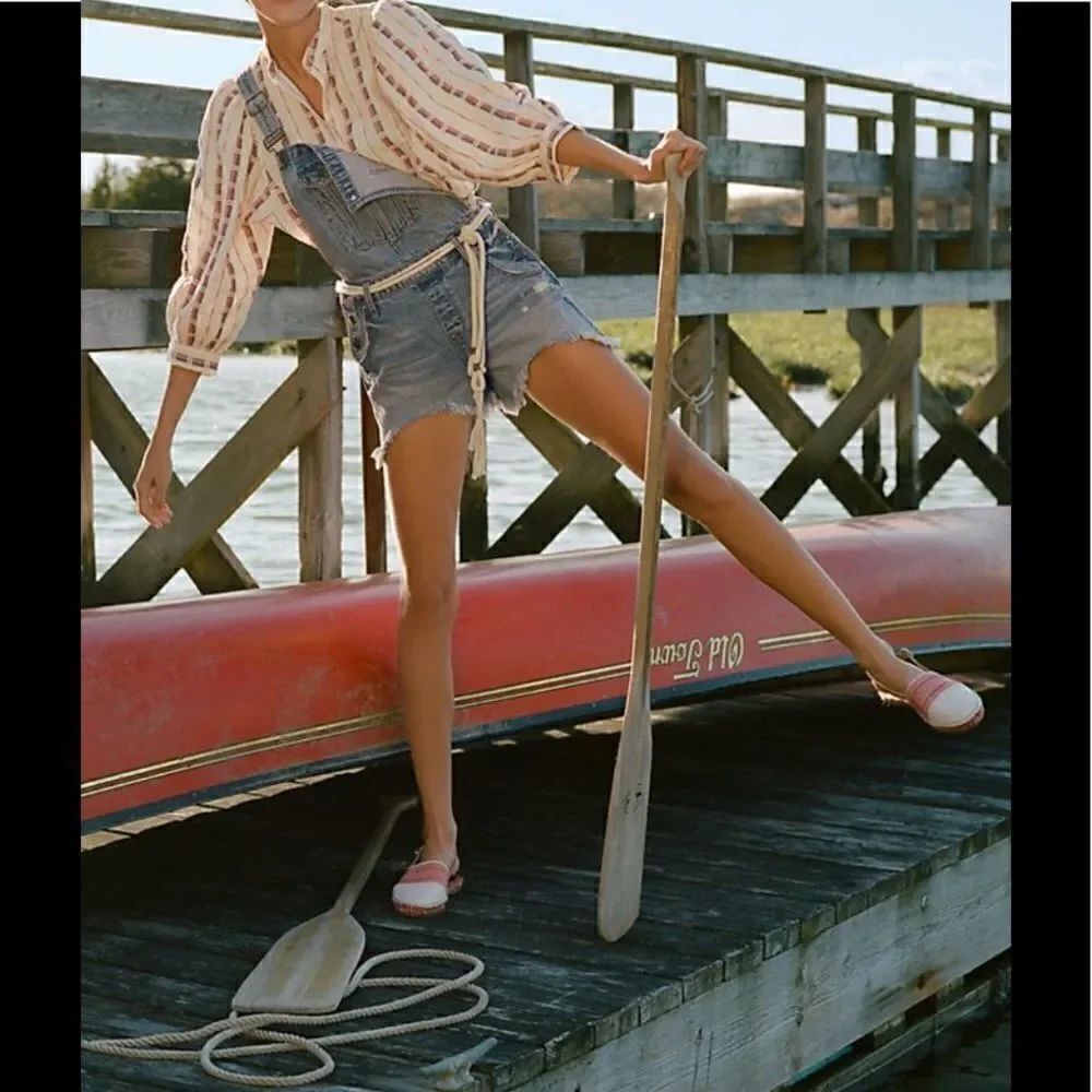Hidden Frayed Denim Short Overalls